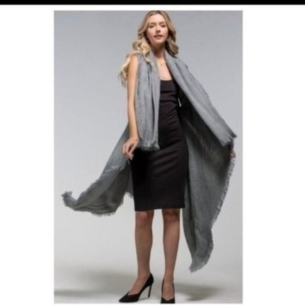 Soft Gray Sleeveless Fringe Wrap Scarf Shaw/Vest  For Women
